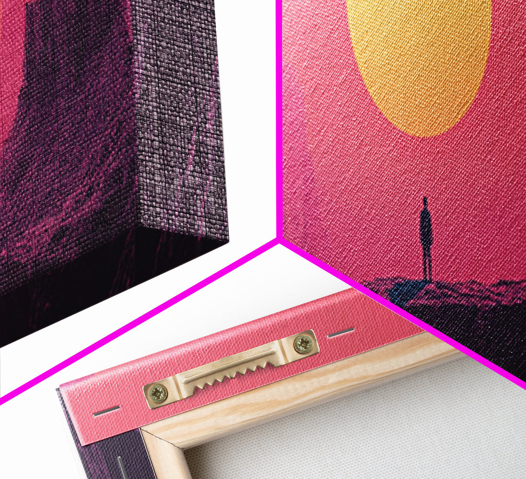 Pink Desert Canyon Cliff At Sunset Wall Art, Minimalist Landscape Canvas Print, Southwestern Modern Home Decor Gift For Him