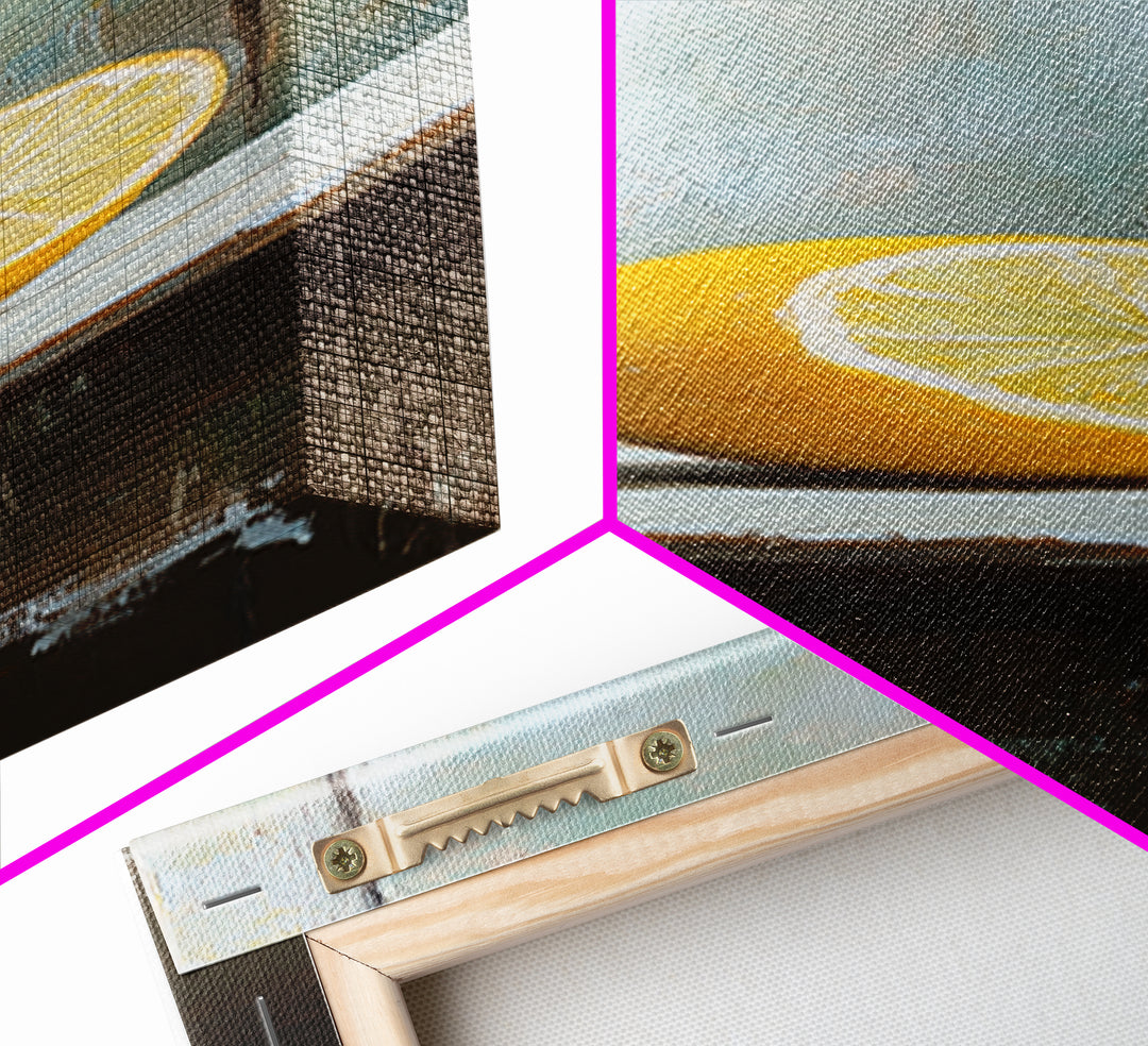 Bright Lemon Slice Canvas Print, Minimalist Kitchen Wall Art, Fruit Still Life, Mediterranean Decor, Modern Home Decor Gift