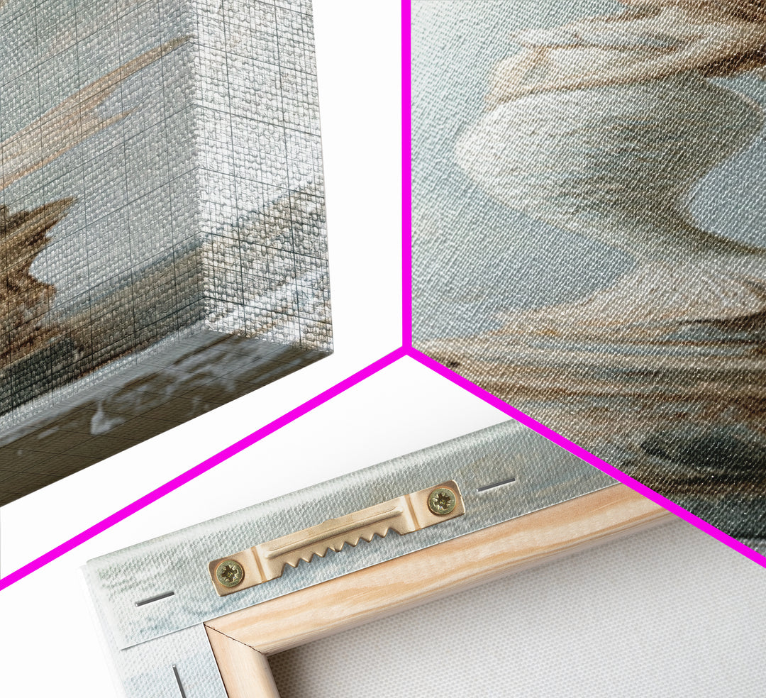White Mermaid Statue Coastal Wall Art, Nautical Bathroom Canvas Print, Beach House Decor, Feminine Fantasy Gift For Her Home