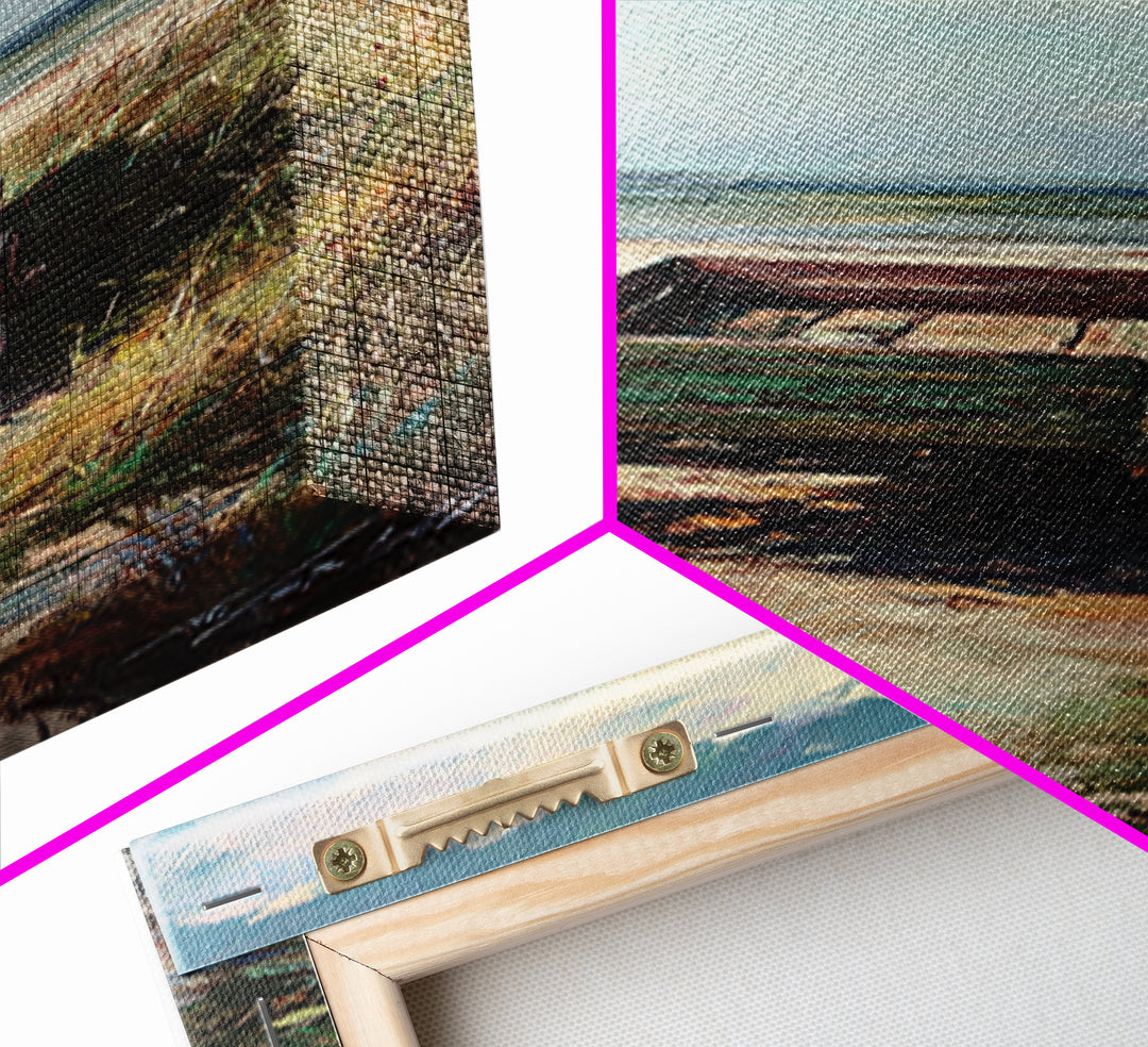 Beach Path To Green Chair Wall Art, Coastal Landscape Painting, Ocean Wall Art, Beach House Decor, Seaside Decor, Large Canvas Print