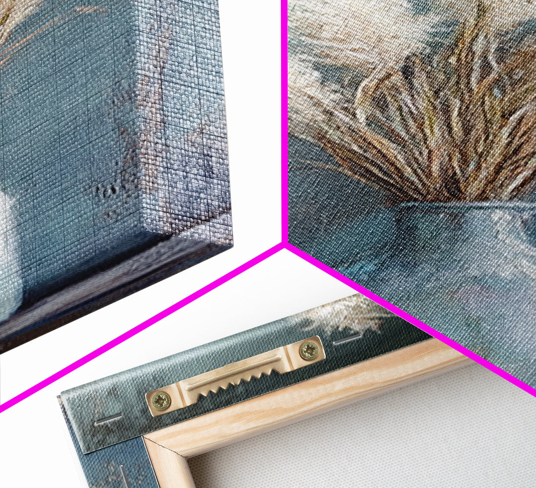 Pampas Grass In Blue Vase Framed Canvas Print, Neutral Wall Art For Living Room Decor, Boho Home Decor And Rustic Gift For Her