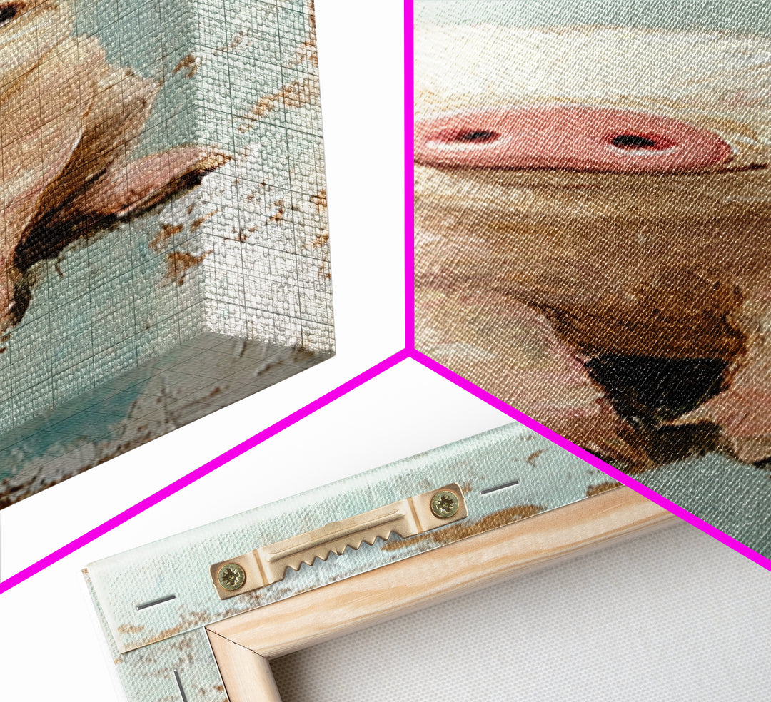 Adorable Baby Pig Portrait Wall Art, Farm Animal Nursery Decor, Rustic Farmhouse Canvas Print, Cute Piglet Gift For Kids