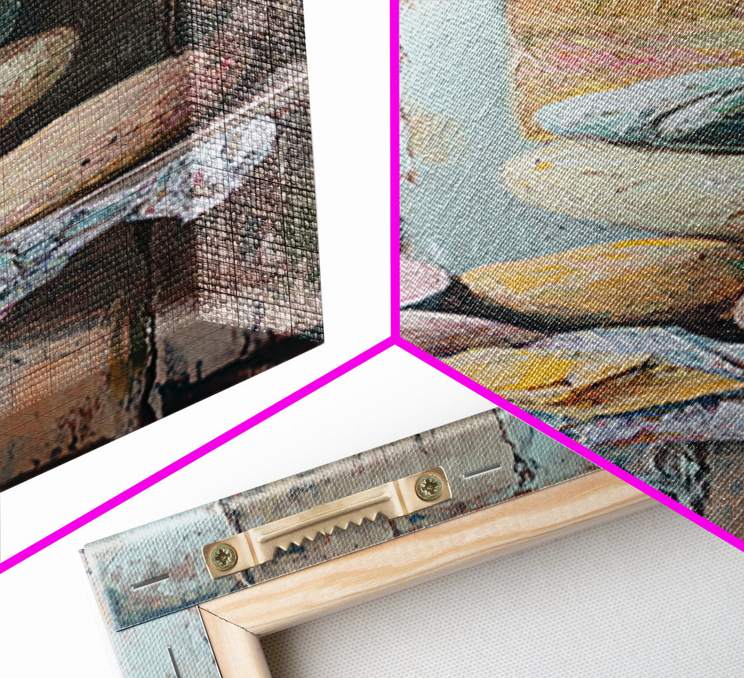 Pastel Stone Stack Still Life Framed Canvas Print, Wabi Sabi Wall Art, Neutral Rustic Decor, Organic Modern Art Gift For Her