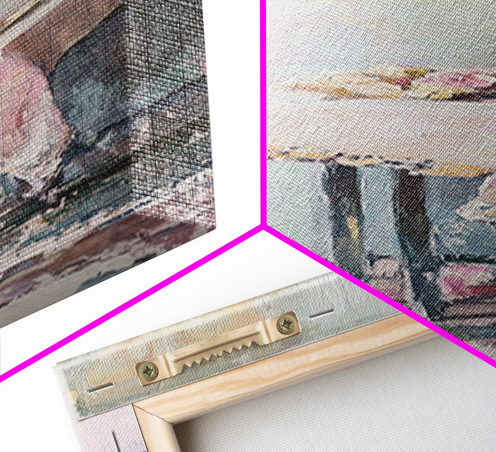 Pastel Pink Draped Table With Teacup Wall Art, Minimalist Canvas Print, Soft Abstract Still Life, Feminine Bedroom Decor