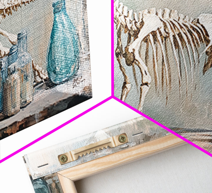 Dinosaur Skeleton Still Life Wall Art, Paleontology Canvas Print, Science Office Decor, Boys Room Decor, Unique Gift, Nursery Wall Art