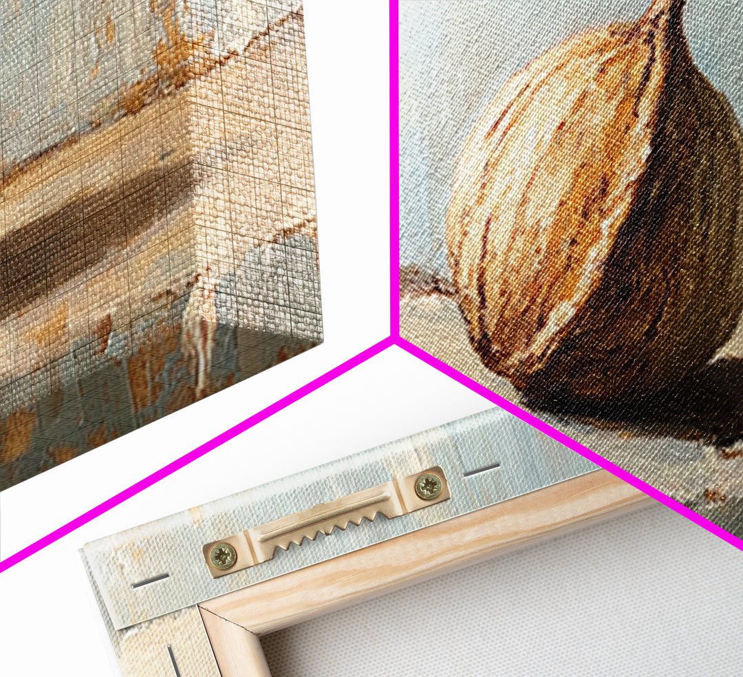 Single Fig Still Life Canvas Print, Rustic Kitchen Wall Art, Neutral Farmhouse Decor, Food Painting For Dining Room Wall Decor