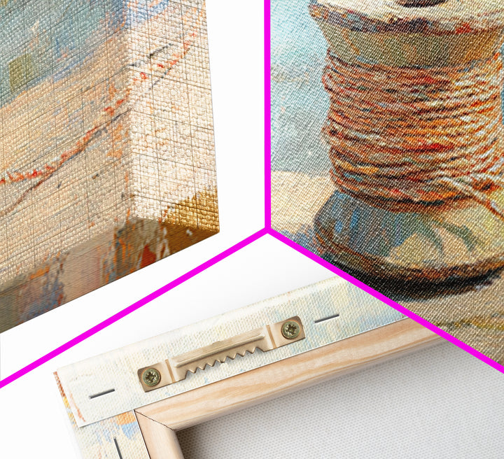 Orange Twine Spool By Blue Window Wall Art, Nautical Canvas Print For Coastal Decor, Rustic Home Decor And Office Decor Gift