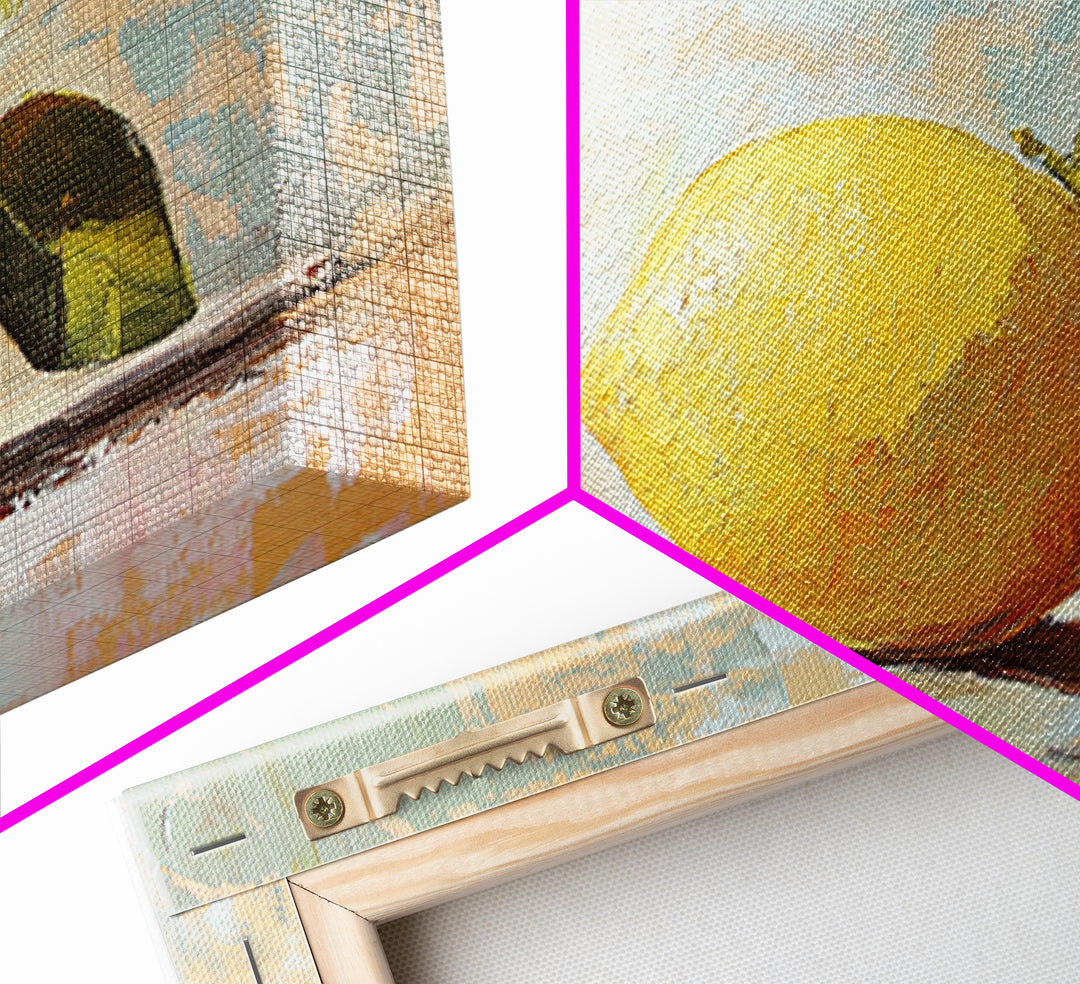 Bright Lemon Still Life Canvas Print, Kitchen Wall Art, Mediterranean Decor, Fruit Art Print, Summer Home Decor, Housewarming Gift