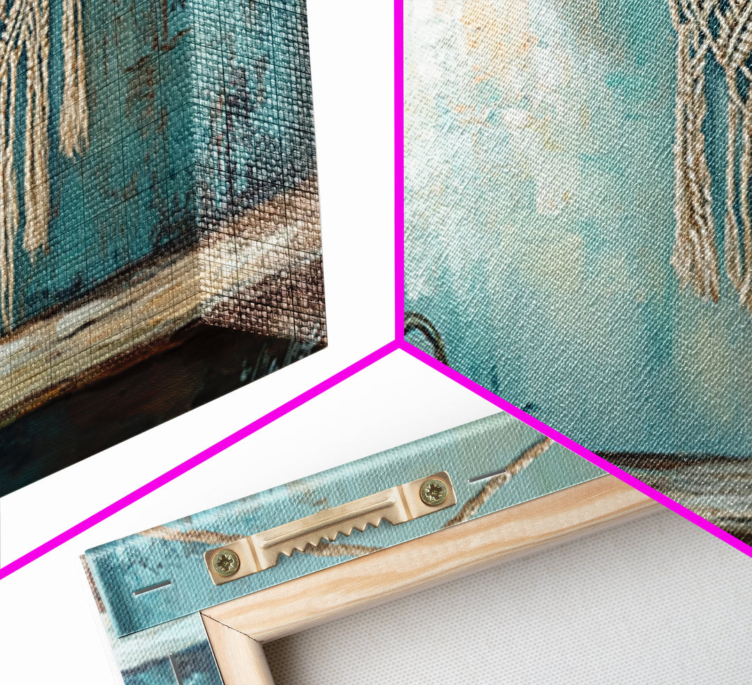Macrame Hanging And Dried Flowers Framed Canvas Print, Boho Wall Art, Rustic Home Decor, Neutral Living Room Decor, Housewarming Gift
