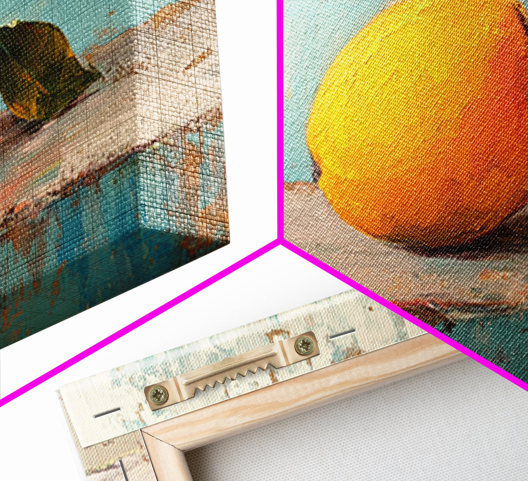 Golden Mango Fruit Still Life Wall Art, Colorful Kitchen Canvas Print, Tropical Farmhouse Decor, Foodie Housewarming Gift