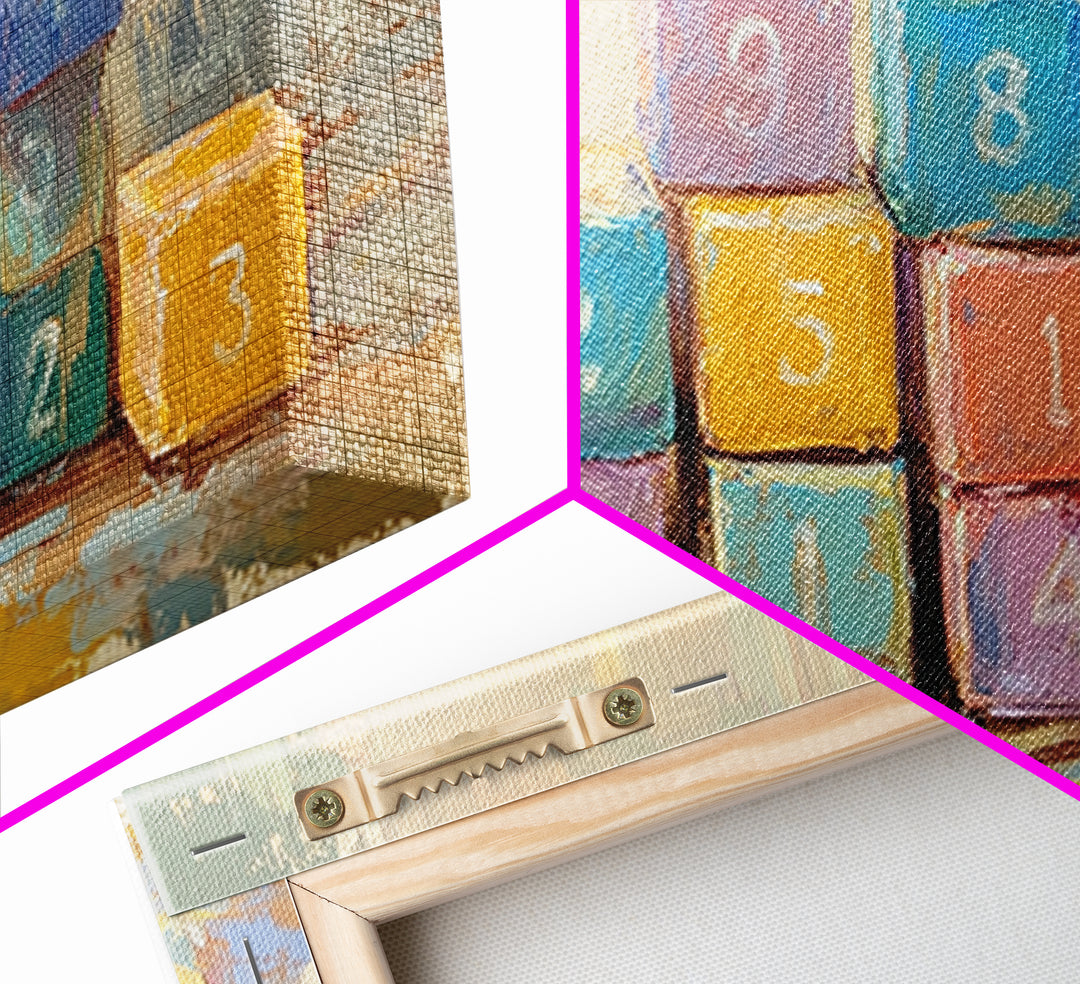 Colorful Numbered Toy Blocks Wall Art, Playroom Decor, Kids Room Art, Nursery Wall Art, Baby Shower Gift, Modern Canvas Print