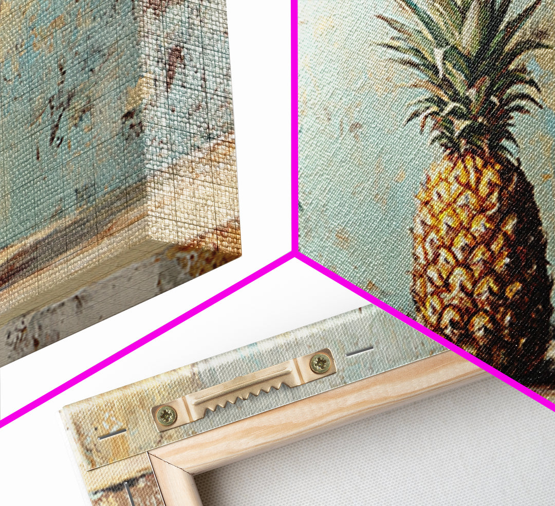 Single Pineapple Still Life Canvas Print, Tropical Kitchen Wall Art, Coastal Fruit Decor, Summer Beach House Wall Decor Print