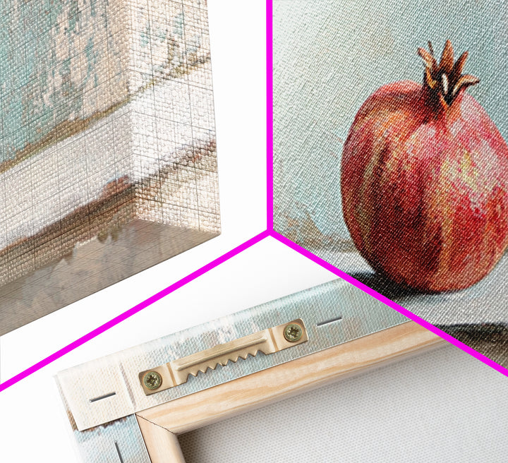 Single Pomegranate Still Life Wall Art, Fruit Painting, Kitchen Wall Art, Mediterranean Decor, Minimalist Food Art, Gift For Foodie