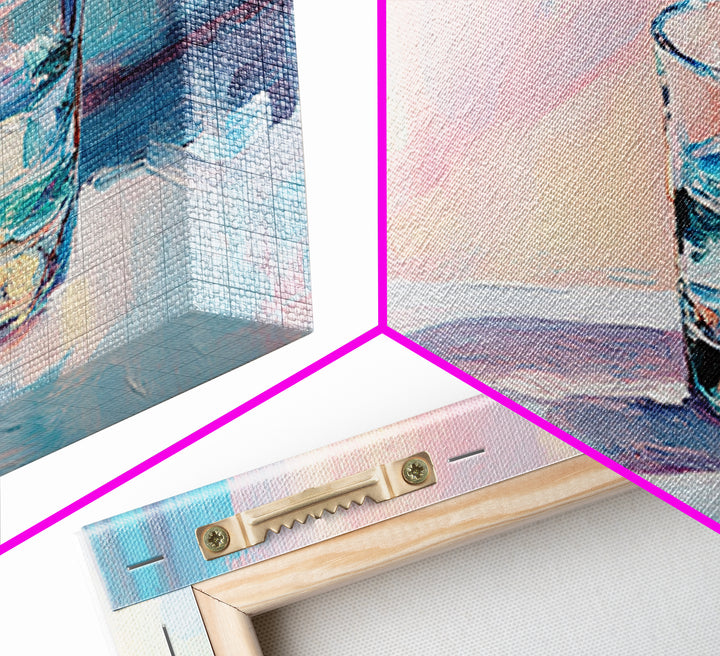 Pastel Glass Of Water Still Life Canvas Print, Minimalist Wall Art, Soft Abstract Kitchen Decor, Modern Home Decor Gift Idea