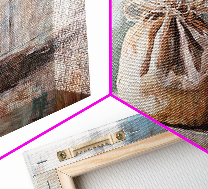 Knotted Linen Bundle Still Life Wall Art, Neutral Rustic Home Decor, Wabi Sabi Canvas Print, Minimalist Kitchen Wall Decor