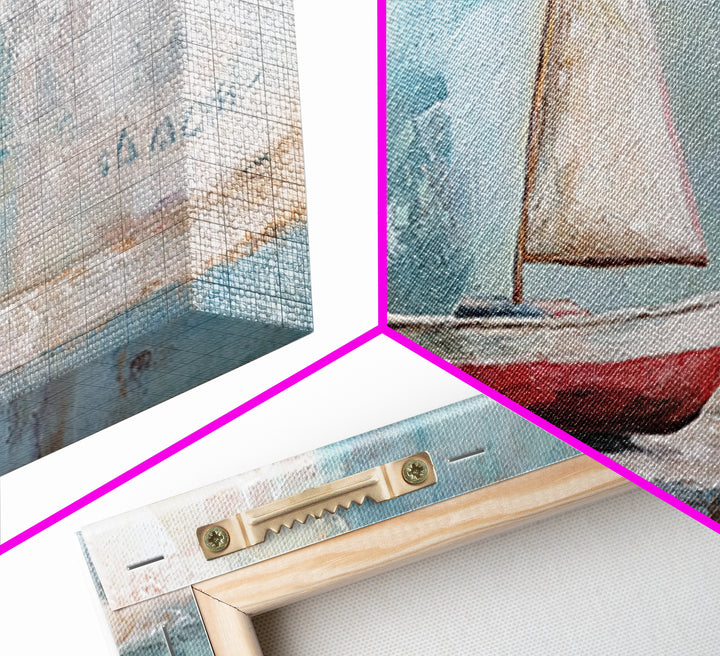 Red And White Sailboat Still Life Canvas Print, Nautical Wall Art, Coastal Home Decor, Beach House Gift And Ocean Nursery Decor