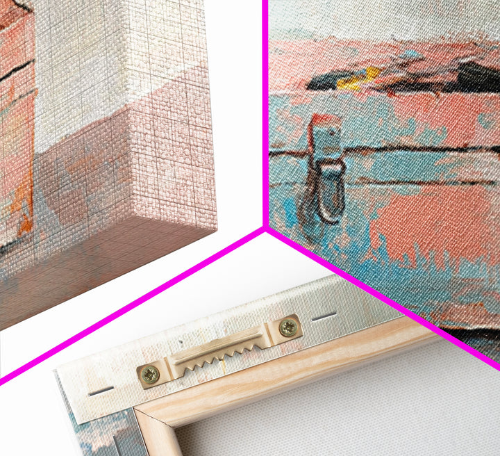 Rustic Pink And Blue Toolbox Canvas Print, Industrial Wall Art, Garage Decor, Mechanic Gift For Workshop And Office Home Decor