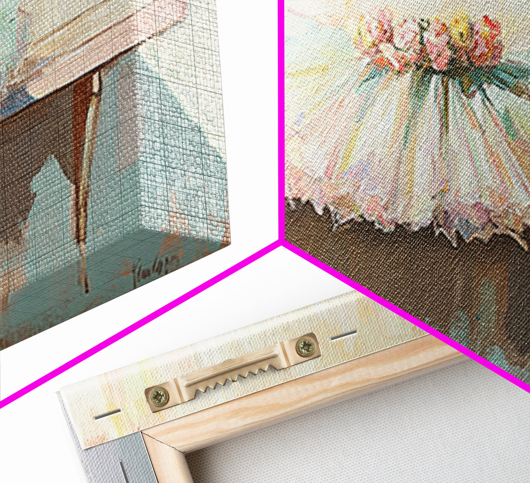 Pastel Ballet Tutu On Barre Wall Art, Girls Room Decor, Dance Studio Decor, Nursery Wall Art, Feminine Framed Canvas Print