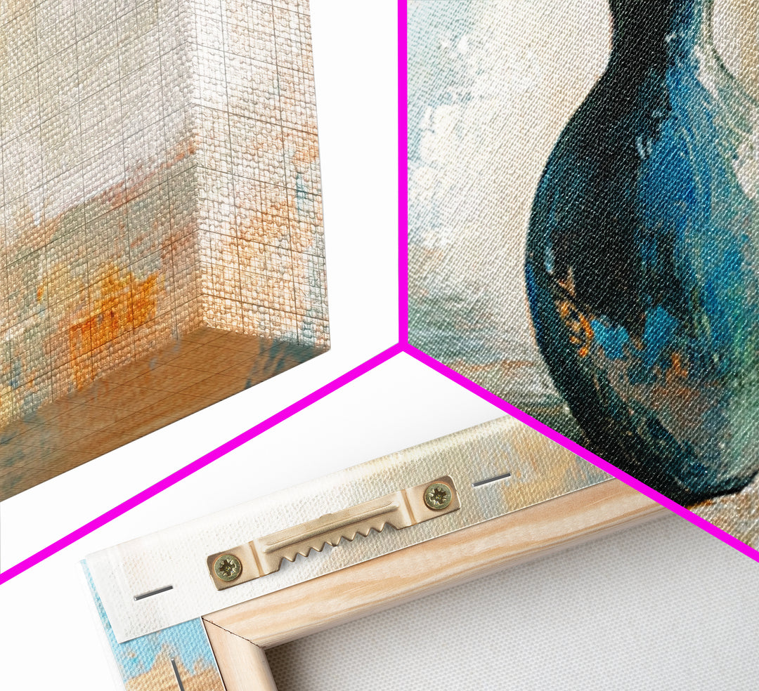 Turquoise Ceramic Vase Still Life Framed Canvas Print, Neutral Wall Art, Modern Home Decor, Living Room Decor, Housewarming Gift