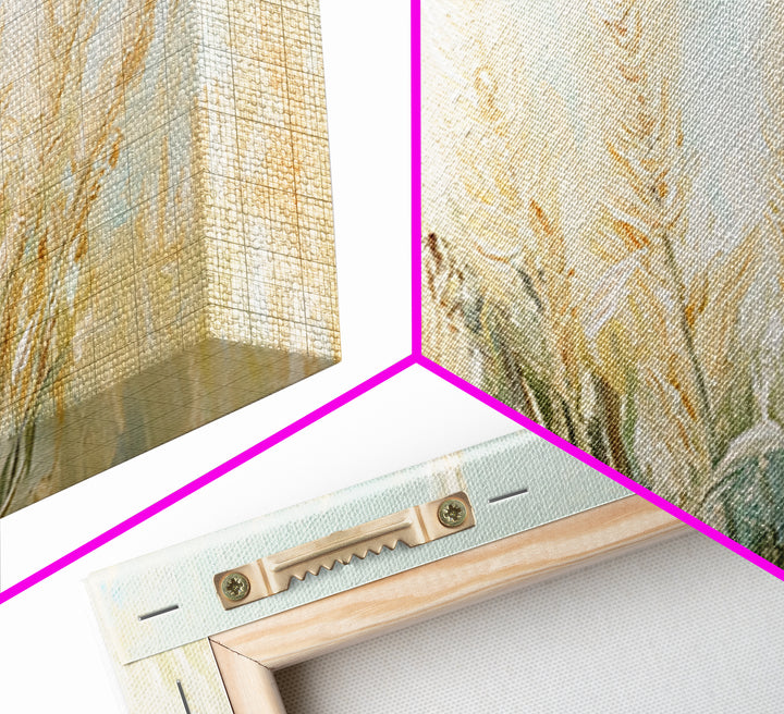 Golden Wheat Field Wall Art, Neutral Farmhouse Decor, Rustic Botanical Canvas Print, Earth Tone Above Sofa Living Room Art Gift