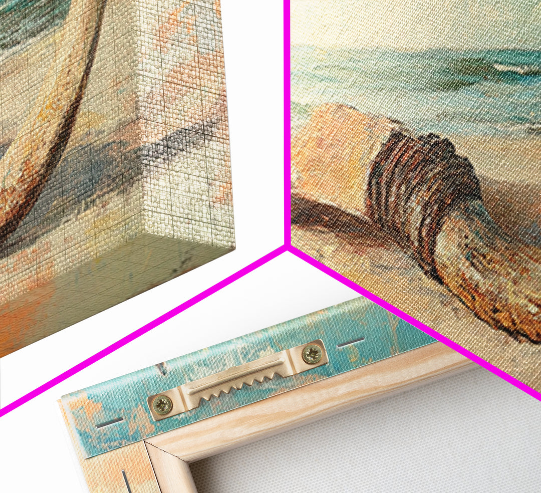 Weathered Horn On Sandy Shore Wall Art, Coastal Beach House Decor, Nautical Canvas Wall Art, Rustic Seascape Gift For Living Room Decor