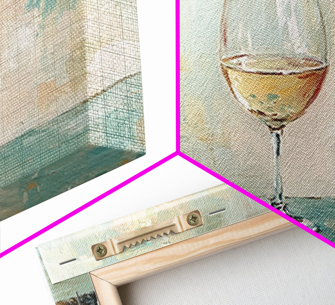 Single White Wine Glass Canvas Print, Minimalist Kitchen Wall Art, Bar Cart Decor, Neutral Dining Room Art, Gift For Her