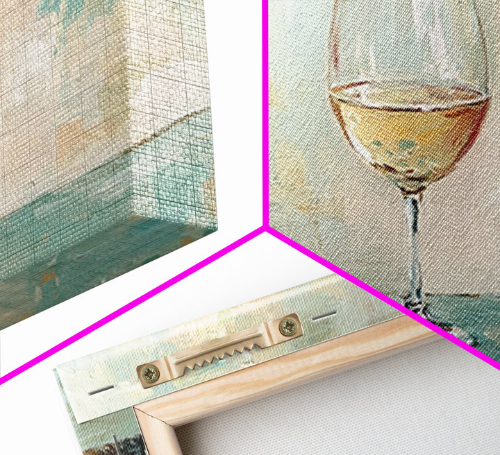 Single White Wine Glass Canvas Print, Minimalist Kitchen Wall Art, Bar Cart Decor, Neutral Dining Room Art, Gift For Her