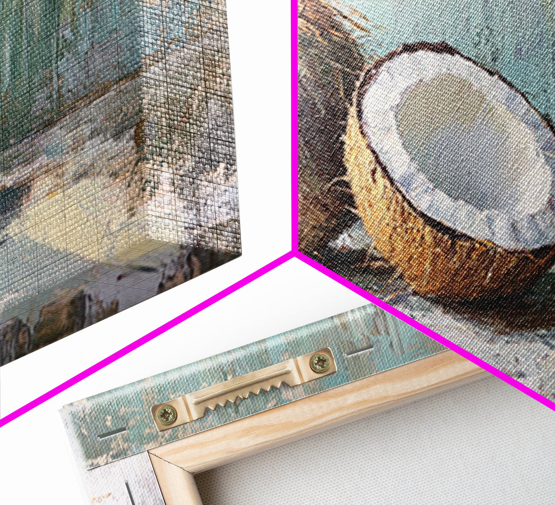 Split Coconut Still Life Wall Art, Tropical Canvas Print, Coastal Kitchen Decor, Beach House Decor, Nature Inspired Art, Gift