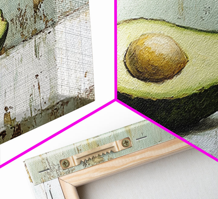 Avocado Half Still Life Canvas Print, Modern Kitchen Wall Art, Foodie Gift, Minimalist Food Art For Dining Room Decor And Home Decor