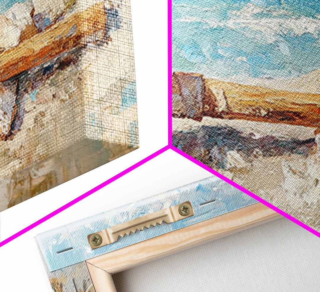 Weathered Axe On Sandy Beach Canvas Print, Coastal Wall Art, Nautical Home Decor, Rustic Seaside Ocean Landscape Gift For Him