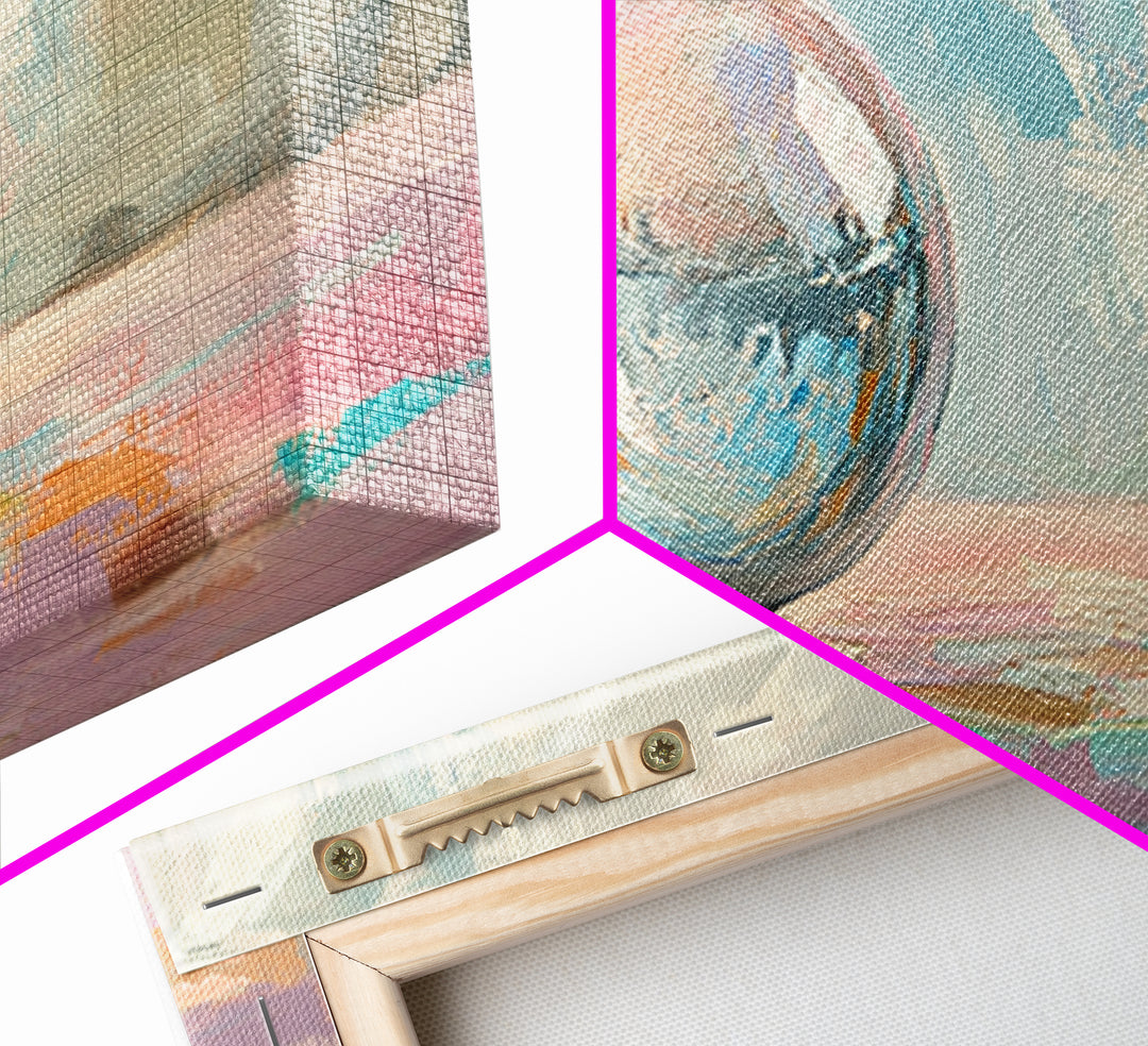Reflective Glass Orb On Pastel Surface Wall Art, Modern Abstract Art, Minimalist Home Decor, Contemporary Office Decor Gift