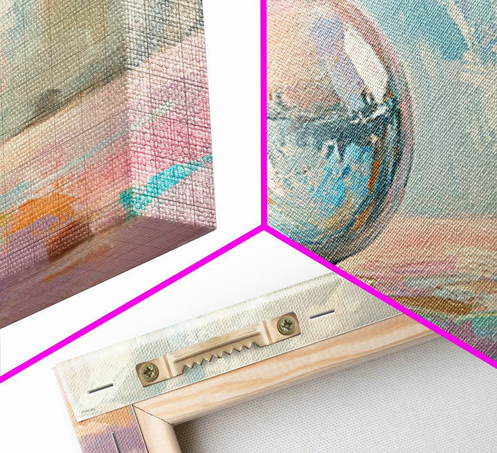 Reflective Glass Orb On Pastel Surface Wall Art, Modern Abstract Art, Minimalist Home Decor, Contemporary Office Decor Gift