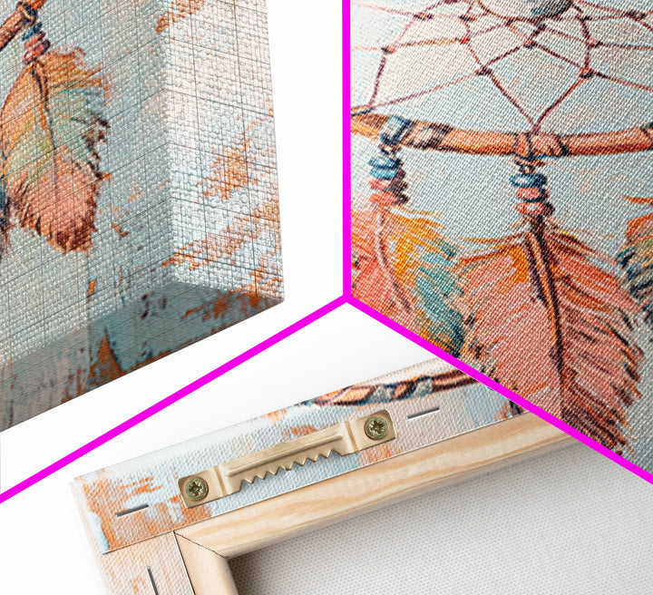 Boho Dreamcatcher Feathers Wall Art, Southwestern Canvas Print, Spiritual Home Decor, Nursery Wall Decor, Unique Gift Idea