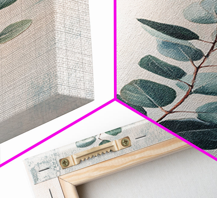 Soft Eucalyptus Branch Botanical Wall Art, Sage Green Minimalist Print, Neutral Home Decor, Japandi Nature Art For Bedroom