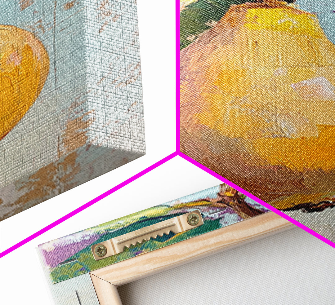 Golden Pear On Branch Canvas Print, Rustic Kitchen Wall Art, French Country Decor, Botanical Fruit Print, Housewarming Gift