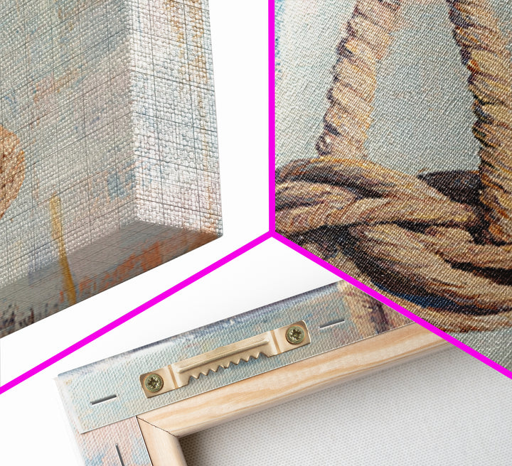 Nautical Rope Knot On Weathered Blue Wall Art, Coastal Home Decor, Sailboat Inspired Maritime Print, Beach House Gift For Him
