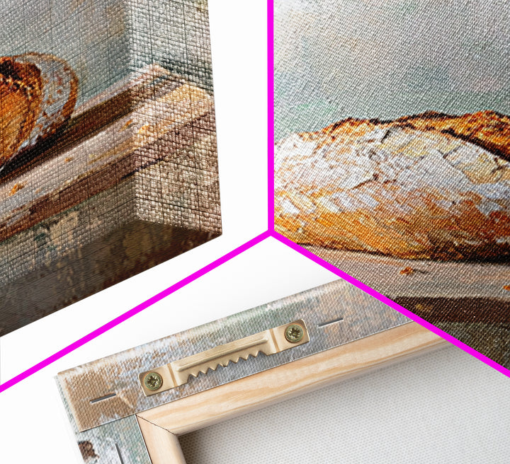 Crusty Artisan Bread Loaf Canvas Print, Rustic Kitchen Wall Art, Bakery Decor, Neutral Farmhouse Art Print, Gift For Baker