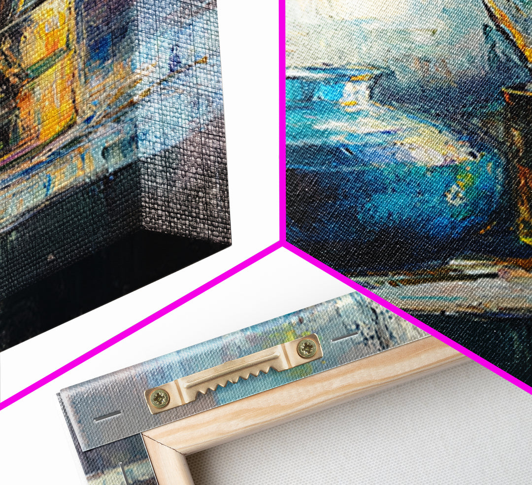 Blue Ceramic Vase With Artist Brushes Wall Art, Textured Still Life Oil Painting, Modern Home Decor, Living Room Art Print