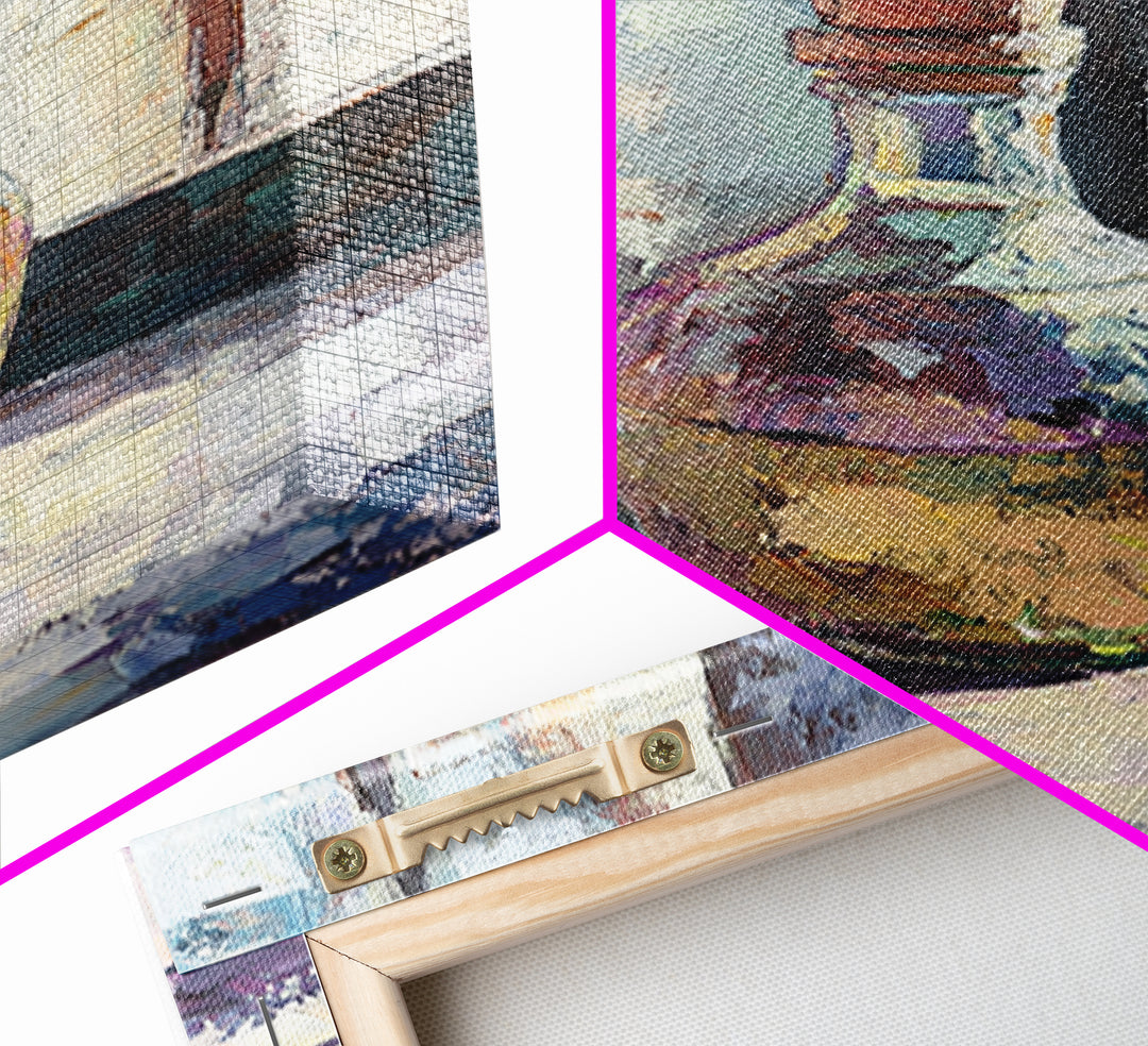 Sunlit Glass Bottle By Window Wall Art, Moody Still Life Painting, Rustic Kitchen Decor, Contemporary Canvas Print For Home