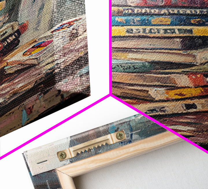 Stack Of Weathered Books Canvas Print, Cozy Library Wall Art For Reading Nook Decor, Book Lover Gift And Office Decor Print