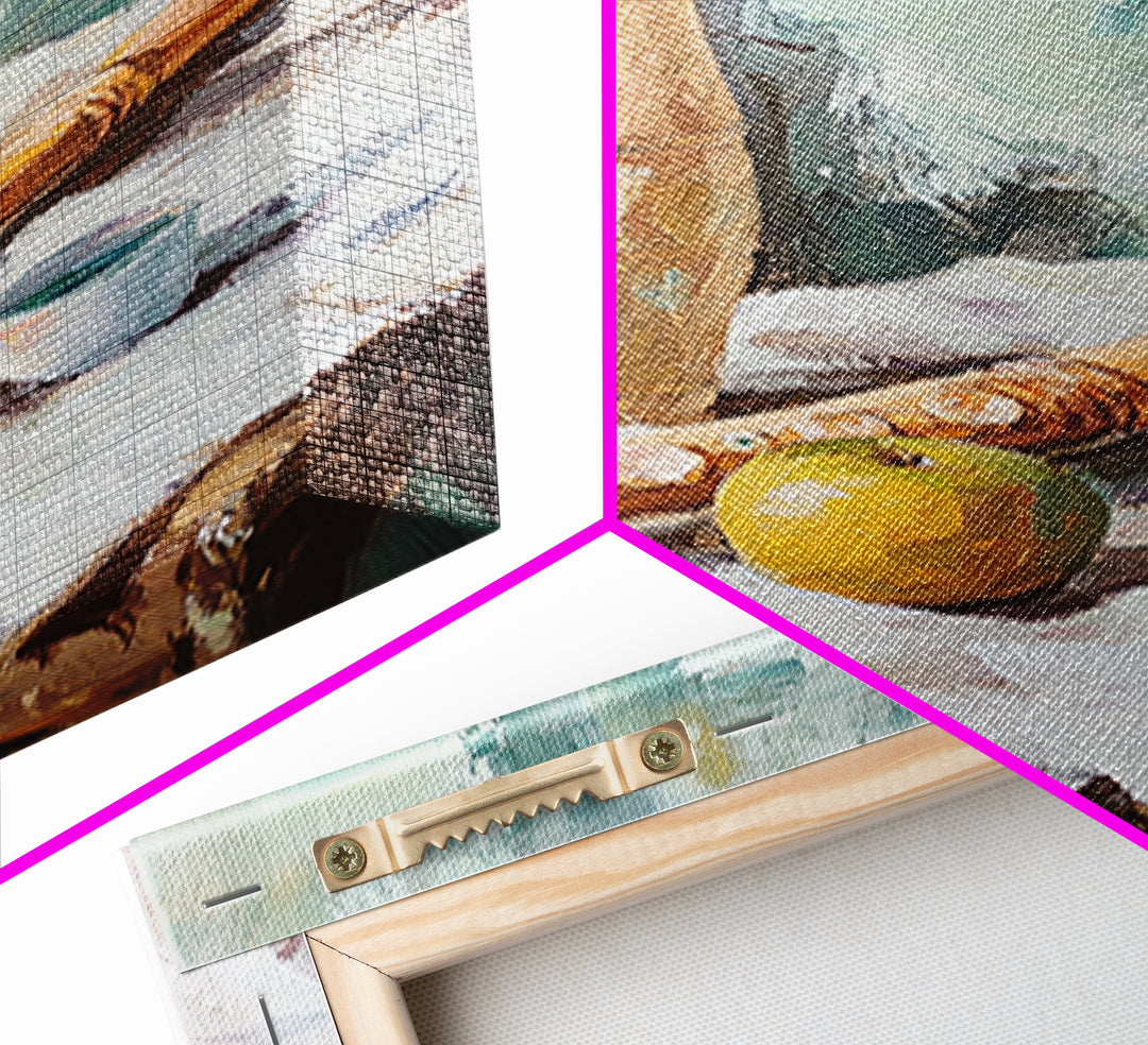 Wooden Flute Vase And Lemon Still Life Wall Art, Music Room Canvas Print, Boho Kitchen Decor, Rustic Instrument Art Gift
