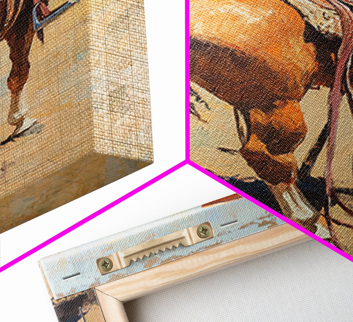 Saddled Chestnut Horse Western Canvas Print, Rustic Cowboy Wall Art, Equestrian Home Decor, Farmhouse Ranch Gift For Horse Lovers