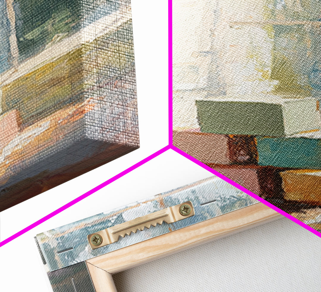 Pastel Wooden Blocks By Window Wall Art, Nursery Still Life Canvas Print, Kids Room Decor, Playroom Wall Art, Baby Gift Idea