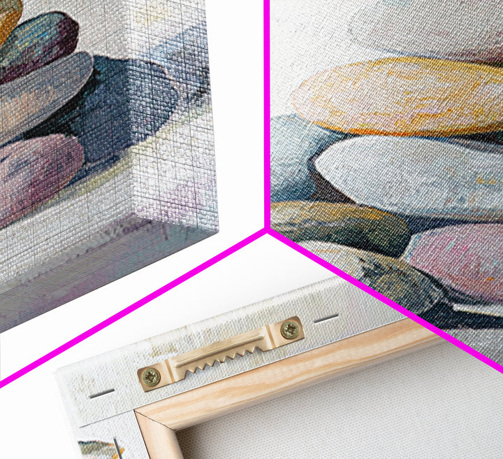 Stacked Pastel Stones Canvas Print, Zen Spa Wall Art, Neutral Bathroom Decor, Minimalist Wall Art, Calming Home Decor Gift