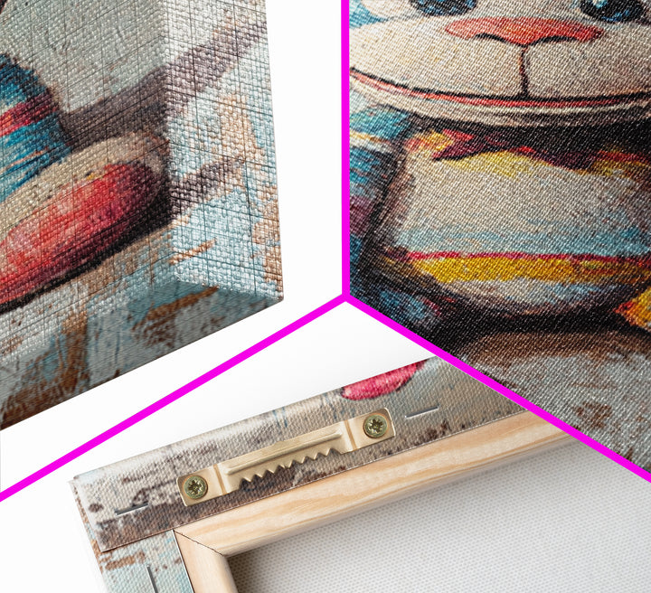 Whimsical Sock Monkey Canvas Print, Nursery Wall Art, Kids Room Decor, Cute Animal Art, Baby Shower Gift, Playroom Decor