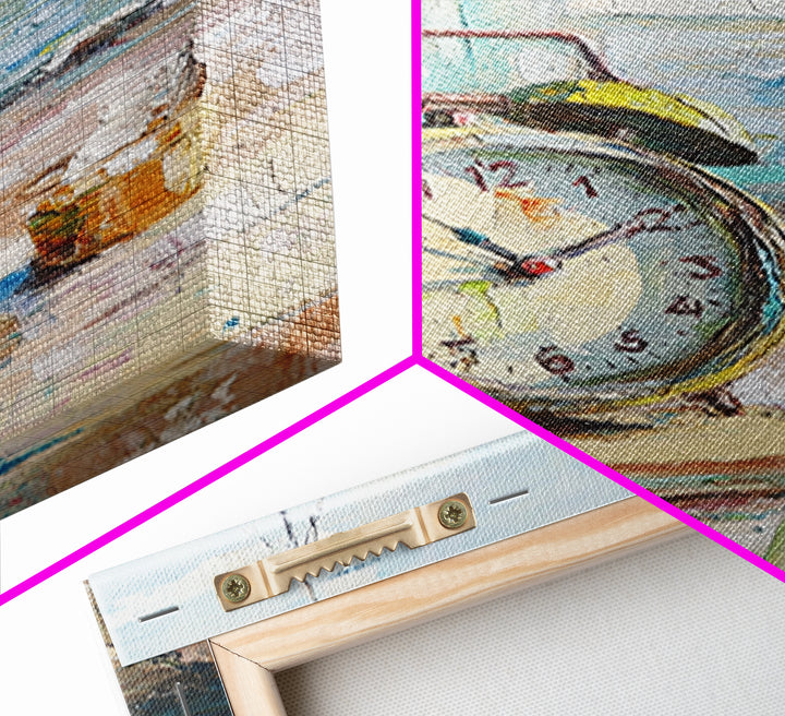 Nautical Alarm Clock Still Life Framed Canvas Print, Coastal Wall Art, Beach House Decor, Sailboat Ocean Art Print, Nautical Home Decor