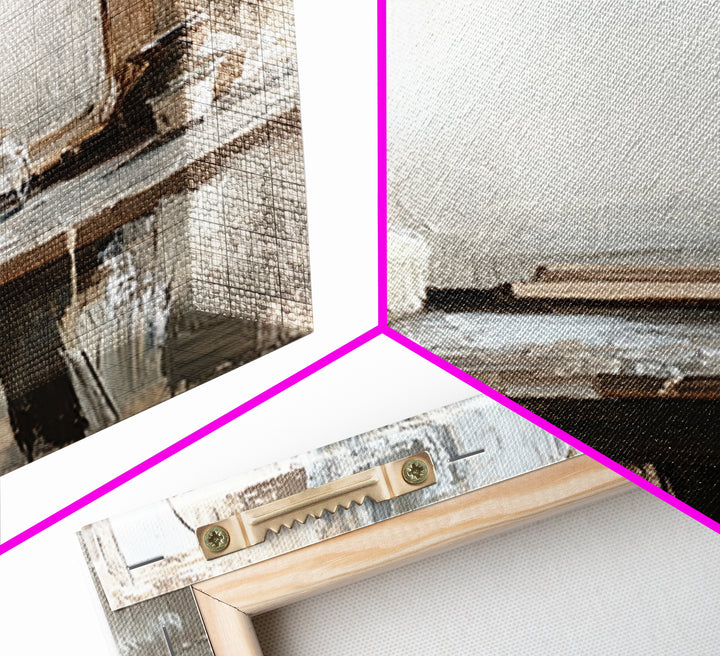 Neutral Artist Studio Easel And Paintbrushes Framed Canvas Print, Minimalist Office Wall Art, Rustic Home Decor For Creative Spaces