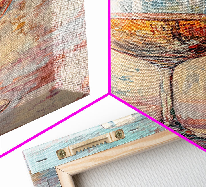 Sparkling Rosé Wine Glass Wall Art, Modern Kitchen Decor, Bar Cart Print, Dining Room Poster, Gift For Wine Lover, Home Decor
