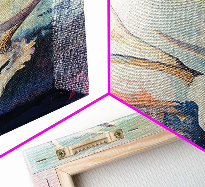 White Deer Skull With Antlers On Pastel Abstract Canvas Print, Western Wall Art, Boho Wall Decor, Rustic Cabin Home Decor