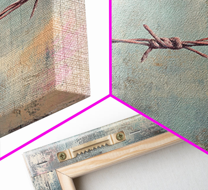 Barbed Wire Minimalist Wall Art, Western Rustic Decor, Industrial Canvas Print, Moody Office Art, Man Cave Decor, Masculine Gift For Him